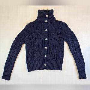 Vintage 90s Lauren Ralph Lauren Navy Cable Knit Cardigan